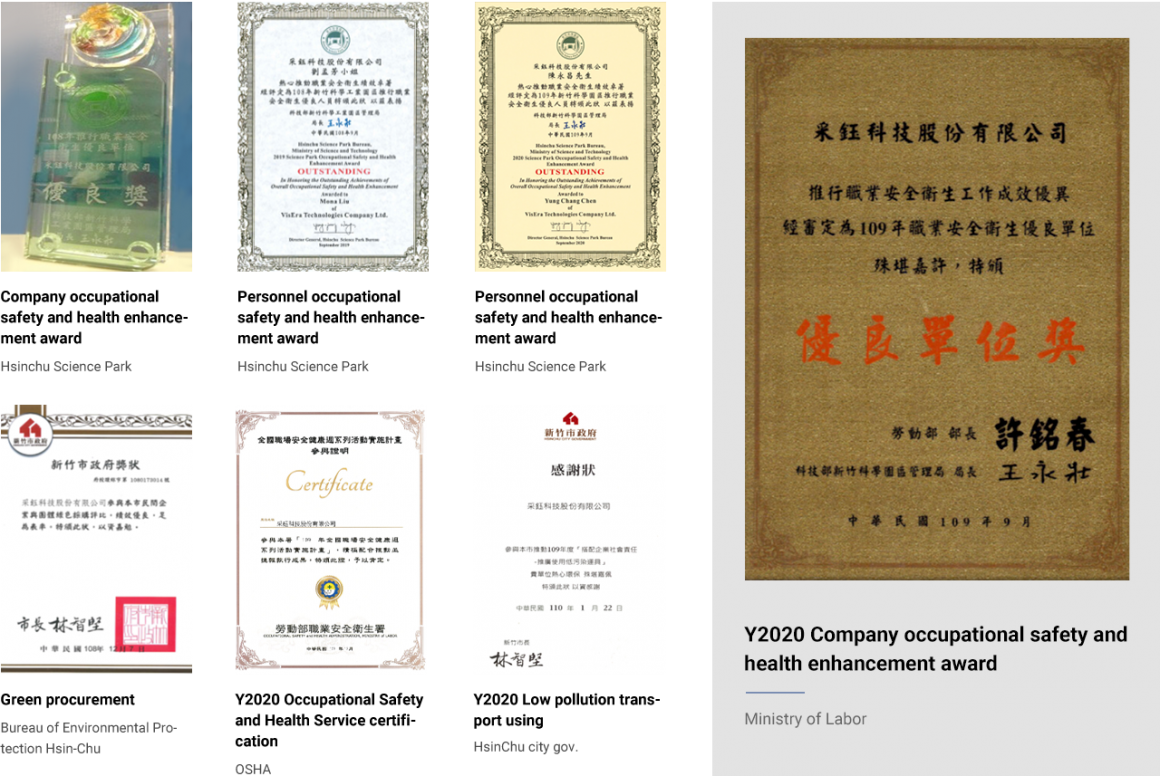 采鈺科技 VisEra_企業社會責任CSR_年度獲獎紀錄 采鈺科技 VisEra_企業社會責任CSR_年度獲獎紀錄